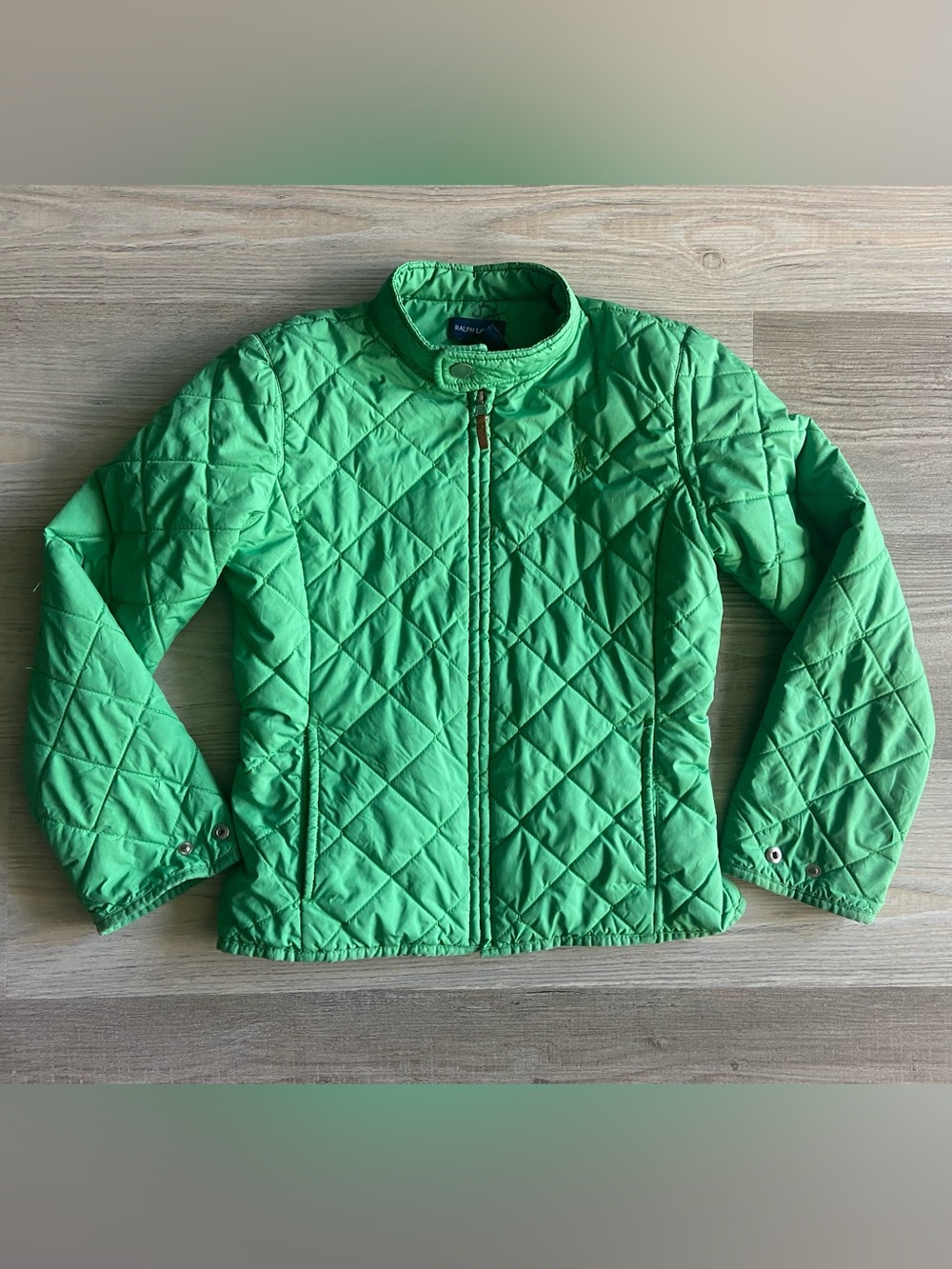 Polo Ralph Lauren Girls Green Quilted Full Zip Jacket Size M 8/10